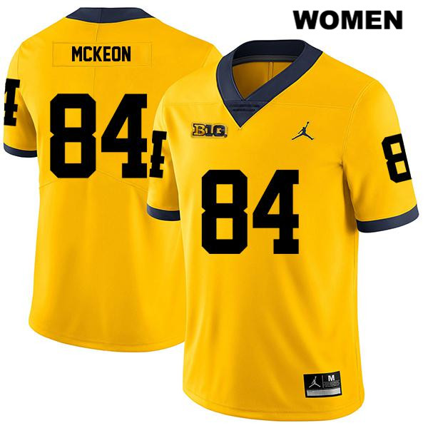 Women's NCAA Michigan Wolverines Sean McKeon #84 Yellow Jordan Brand Authentic Stitched Legend Football College Jersey JK25T56DN